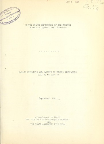 Carlot shipments and imports of winter vegetables 1931-32 to 1936-37