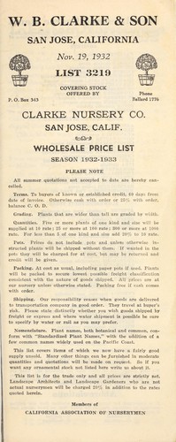 List 3219 covering stock offered by Clarke Nursery Co