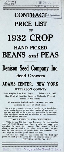 Contract price list of 1932 crop hand picked beans and peas