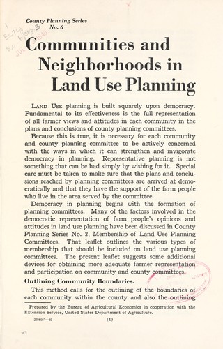 Communities and neighborhoods in land use planning