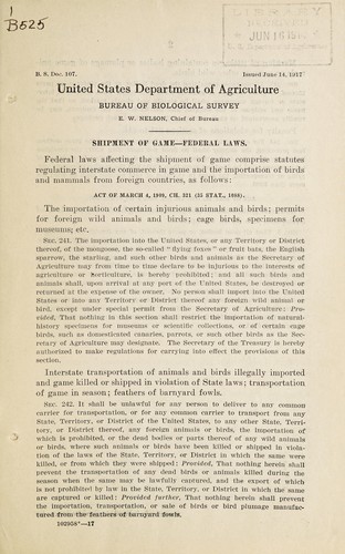 Shipment of game--Federal laws