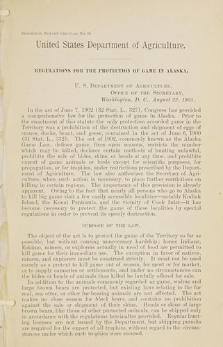 Regulations for the protection of game in Alaska