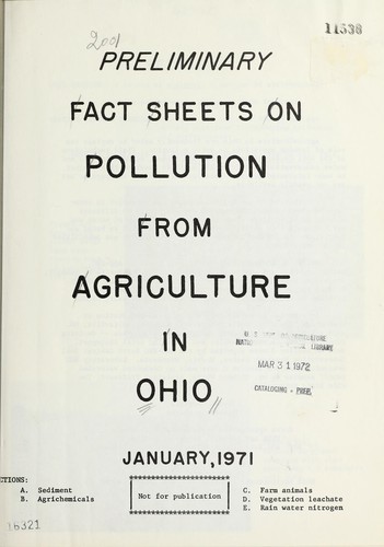 Preliminary fact sheets on pollution from agriculture in Ohio