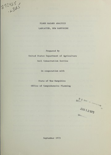 Flood hazard analysis, Lancaster, New Hampshire