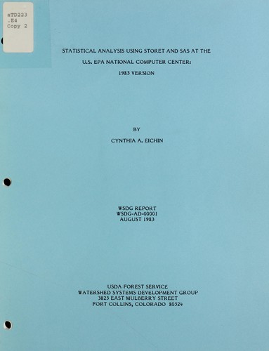 Statistical analysis using STORET and SAS at the U.S. EPA National Computer Center