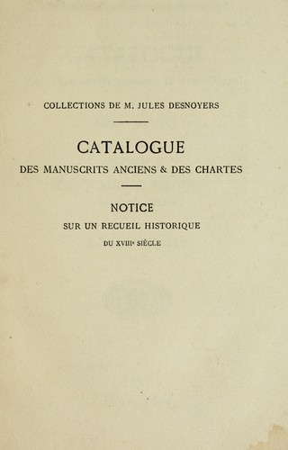 Catalogue des manuscrits anciens & des chartes