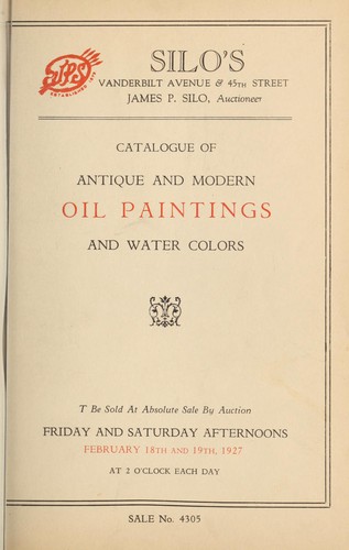 Catalogue, a large collection of antique and modern oil paintings and water colors belonging to Mr. Percy Sanford and Mr. W.J. McGuire, trustees, also from many other owners