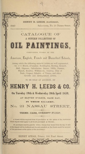 Catalogue of a...collection of oil paintings