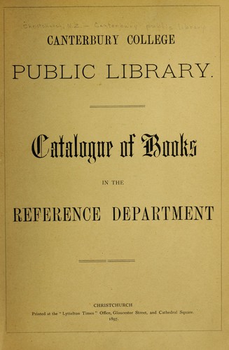 Catalogue of books in the reference department