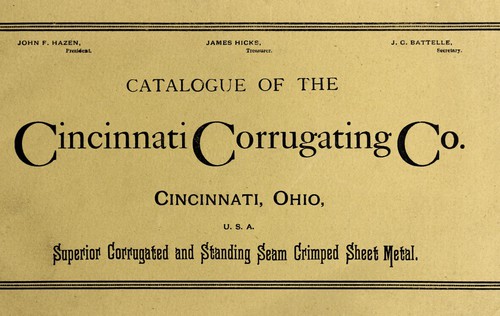 Catalogue of the Cincinnati Corrugating Co. ...