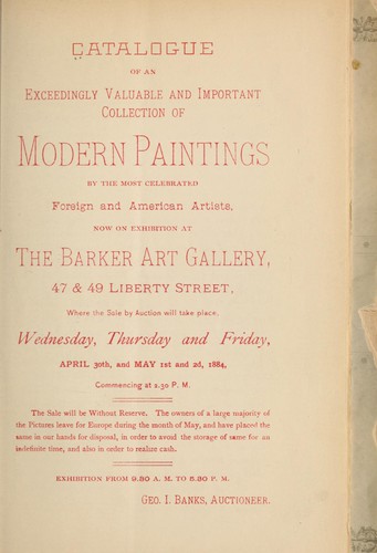 Catalogue of an exceedingly valuable and important collection of modern paintings...Foreign and American artists