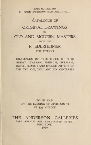 Catalogue of original drawings by old and modern masters from the R. Ederheimer collection