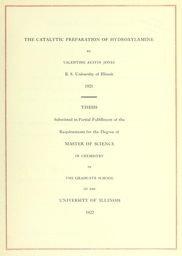 The catalytic preparation of hydroxylamine
