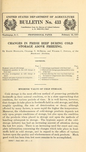 Changes in fresh beef during cold storage above freezing