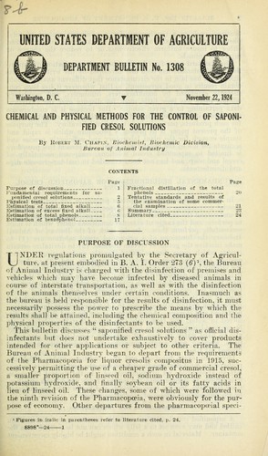 Chemical and physical methods for the control of saponified cresol solutions