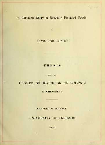 A chemical study of specially prepared foods