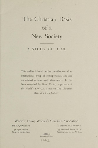 The Christian basis of a new society