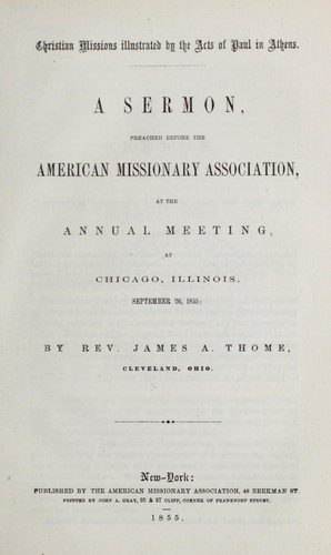 Christian missions illustrated by the acts of Paul in Athens
