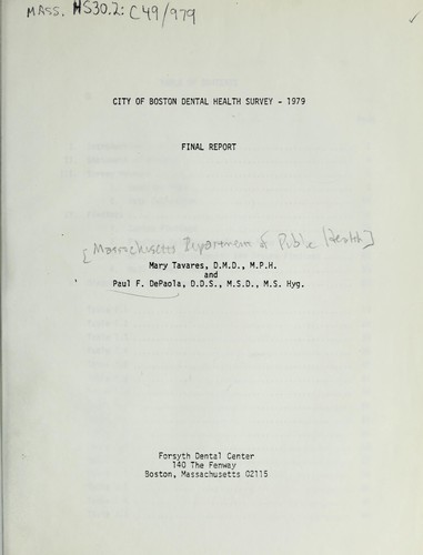 City of Boston dental health survey - 1979