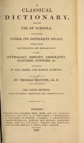 A classical dictionary for the use of schools ...