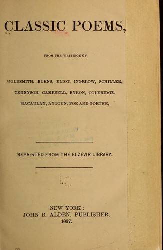 Classic poems from the writings of Goldsmith [and others]
