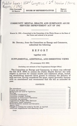 Community Mental Health and Substance Abuse Services Improvement Act of 1992