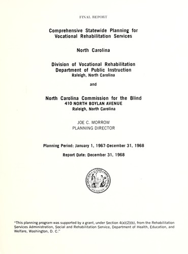 Comprehensive statewide planning for vocational rehabilitation services