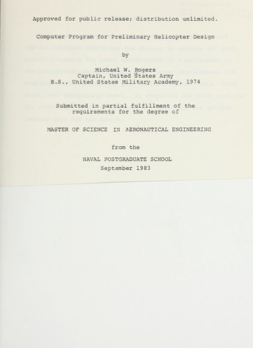 Computer program for preliminary helicopter design