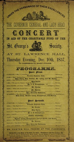 Concert in aid of the charitable fund of the St. George's Society