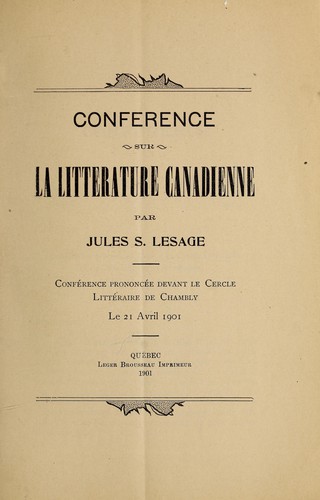 Conference sur la littérature Canadienne