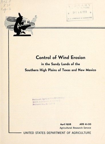 Control of wind erosion in the sandy lands of the southern high plains of Texas and New Mexico