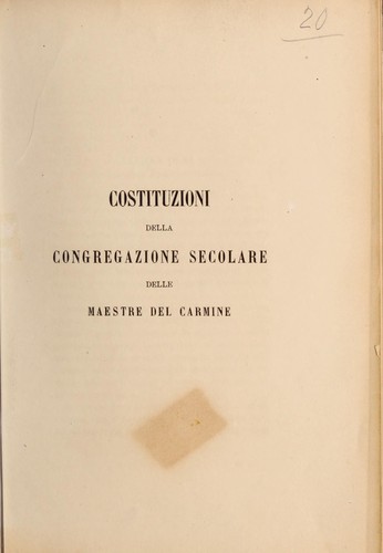 Costituzioni della Congregazione secolare delle Maestre del Carmine