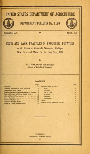 Costs and farm practices in producing potatoes on 461 farms in Minnesota, Wisconsin, Michigan, New York, and Maine for the crop year 1919