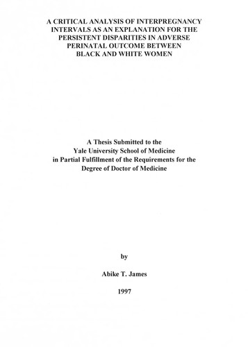 A critical analysis of interpregnancy intervals as an explanation for the persistent disparities in adverse perinatal outcome between black and white women