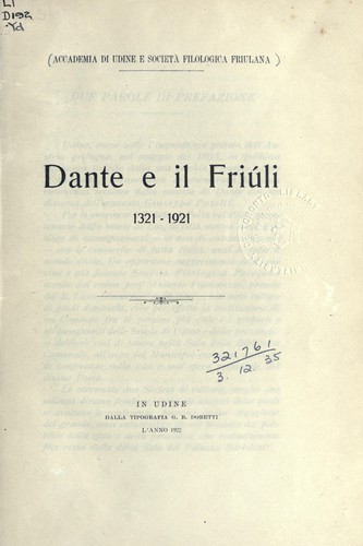 Dante e il Friúli, 1321-1921