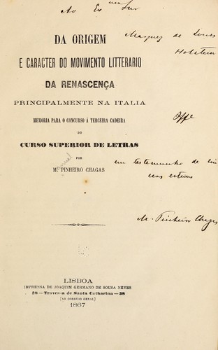 Da origem e caracter do movimento litterario da renascença