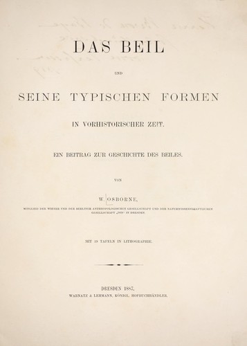 Das Beil und Seine typischen formen in vorhistorischer Zeit