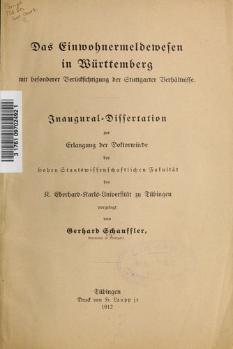 Das Einwohnermeldewesen in Württemberg