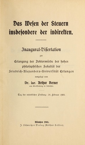 Das Wesen der Steuern insbesondere der indirekten