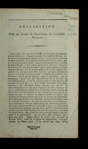 Déclaration faite au Comité de surveillance de l'Assemblée nationale