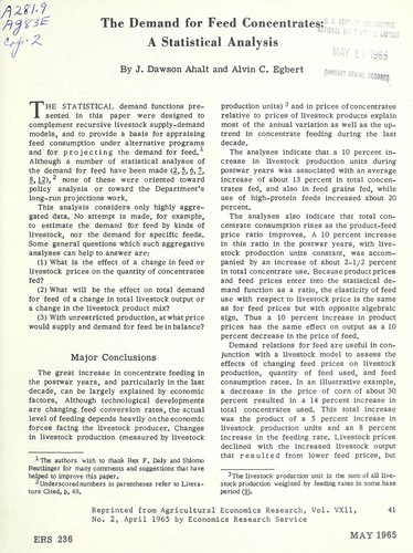 The demand for feed concentrates