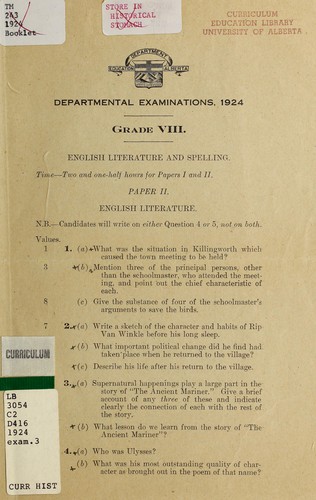 Departmental examinations, grade VIII, 1924