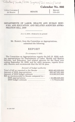 Departments of Labor, Health and Human Services, and Education, and related agencies appropriation bill, 2009