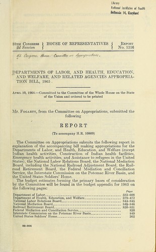 Departments of Labor, and Health, Education, and Welfare, and related agencies appropriation bill, 1965