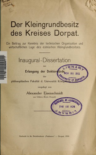 Der Kleingrundbesitz des Kreises Dorpat