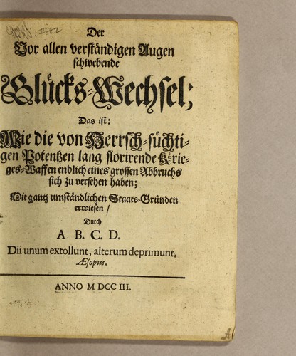 Der vor allen verständigen Augen schwebende Glücks-Wechsel