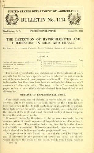 The detection of hypochlorites and chloramins in milk and cream
