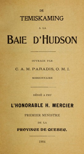 De Temiskaming a la baie d'Hudson
