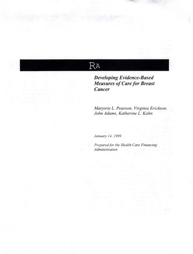 Developing evidence-based measures of care for breast cancer