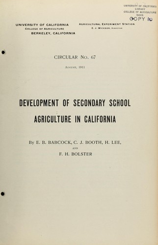 Development of secondary school agriculture in California